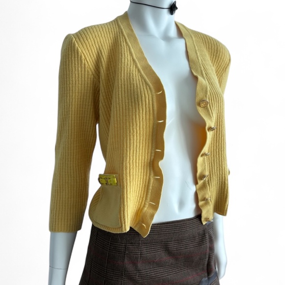 Worldly Things by StylTricot Yellow Wool Cardigan – Made in Italy - Picture 3 of 6